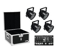 EUROLITE Set 4x LED PAR-56 QCL con Flightcase e Controller DMX per Illuminazione