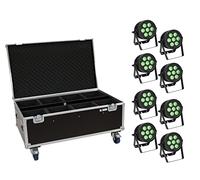 EUROLITE Set 8x LED IP PAR 7x9W SCL Spot + Case mit Rollen (20000883)
