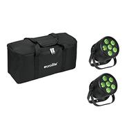 EUROLITE Set di 2 LED Silent Par 6 QCL Floor sw + Soft-Bag