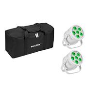 EUROLITE Set di 2 LED Silent Par 6 QCL Floor ws + Soft-Bag