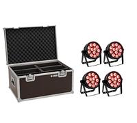 Eurolite - Set di 4 faretti LED 7C-12 Silent Slim + custodia