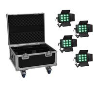 EUROLITE Set di 4 LED CLS-9 QCL RGB/WW 9 x 7 W + custodia