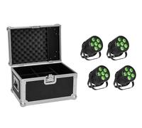 EUROLITE Set di 4 LED Silent PAR 6 Q loor sw + custodia