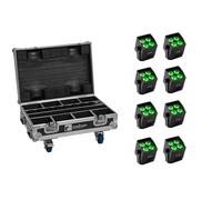 EUROLITE Set di 8 batterie Mini IP UP-4 QCL Spot MK2 + custodia con funzione di ricarica