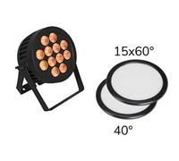 Eurolite - Set di faretti LED IP PAR 12 x 9 W SCL + 2 coperture per diffusori (15x60° e 40°)