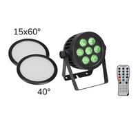 Eurolite - Set LED IP PAR 7 x 8 W QCL Spot + 2 coperture diffusore (15 x 60 e 40°)