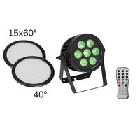 Eurolite - Set LED IP PAR 7 x 8 W QCL Spot + 2 coperture diffusore (15 x 60 e 40°)