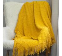 Euromat Copriletto jacquard con frange Neria, giallo, 150 x 200 cm