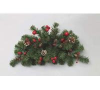 Euronatale L.PIGNE+Bacche Rosse DIETROPORTA 60cm, Come Foto, Unica