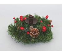 Euronatale L.PIGNE+Bacche Rosse PORTACANDELA 20cm, Come Foto, Unica