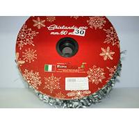 Euronatale Rotolo, Bobina di Ghirlanda, in PVC, Spessore 6 cm, a Riccio, Argentato, 30 mt, Argento