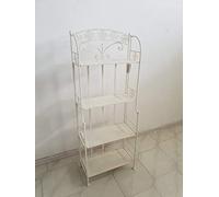 Euronovità EN-222296 Étagère Rettangolare con 4 Ripiani Stile Provenzale in Ferro Battuto colore Panna. H156 X 30 X 59 Cm