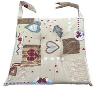 Euronovità Srl EN-21335 Cuscini Shabby con Cuore e Laccetti-Trapuntati al Centro, Cotone, Colori/Modelli Assortiti, Set da 4 Pezzi, 4 unità