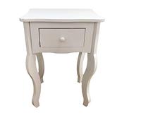 Euronovità Srl EN-226874 Comodino con 1 cassetto in Legno Mobili Natural Shabby Chic Vintage Colore Bianco per Camera o Salotto, h 57 cm x Lung 40 cm x Prof. 32 cm