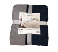 Euronovità Srl EN-227048 Telo trapuntina Copriletto Trapuntato/Trapuntino Singolo Double Face Grigio e Blu Navy 170x270 cm Letto granfoulard
