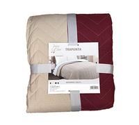 Euronovità Srl EN-22912 Telo trapuntina Copriletto Double Face Beige e Bordeaux Trapuntato/Trapuntino Matrimoniale 260x270 cm Letto granfoulard