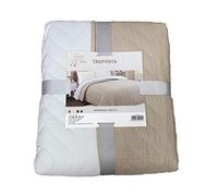 EURONOVITA' SRL EN-22912 Trapuntina Trapunta Letto Matrimoniale 2 piazze Double Face Bianco e Beige copriletto Trapuntato 260x270cm