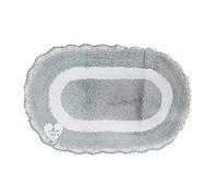 EURONOVITA' SRL ITALY Tappeto Morbido, Tappetino Bagno Ovale Antiscivolo in Cotone, 50x80 (Grigio e Bianco)