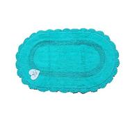 EURONOVITA' SRL ITALY Tappeto Morbido, Tappetino Bagno Ovale Antiscivolo in Cotone, 50x80 (Petrolio)