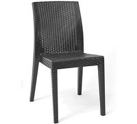 EURONOVITA' SRL Set 6 pz Sedia Antracite per interno o esterno in dura resina simil rattan vimini,ideale per giardino, bar, ristorante, pizzeria EN-224559