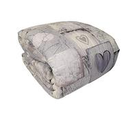 Euronovità Srl Trapuntina Trapunta Shabby cuoricino Grigio Letto Matrimoniale 250x260 cm copriletto Made in Italy