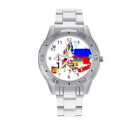 Europa Bandiere Mappa Uomo Business Watch Moda In Acciaio Inox Orologi Da Polso Personalizzato Facile Leggere Orologi per Le Donne