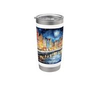 Europa Copenaghen Nyhavn Tema Acquerello Bicchiere termico in acciaio inox doppia parete