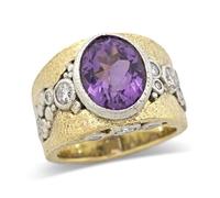 Europa e Stati Uniti Moda Geometrica Intarsiato Sintetico Ovale Viola Zirconia Anello Donna Classico Trend Partito Vacanza Accessori Gioielli