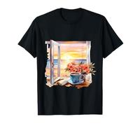 Europa Estate Costiera Libro E caffè Estetica Sole Maglietta