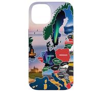 Europa Mappa Viaggi Arte, Paesaggio e Paesaggio Europei Paes Custodia per iPhone 14