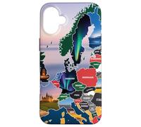 Europa Mappa Viaggi Arte, Paesaggio e Paesaggio Europei Paes Custodia per iPhone 16 Plus
