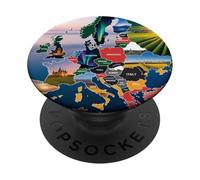 Europa Mappa Viaggi Arte, Paesaggio e Paesaggio Europei Paes PopSockets PopGrip Adesivo