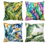 Europa Settentrionale Federe Cuscini Divano 65X65 Set di 4 Foglia Cuscini per Divano Esterno Morbido Quadrato Cushion Covers per Camera da Letto Estate Giardino Patio Decorazione Della Casa 14L-5
