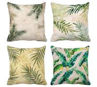 Europa Settentrionale Federe Cuscini Divano 70X70 Set di 4 Foglia Cuscini per Divano Esterno Impermeabili Lino Quadrato Cushion Covers per Estate Giardino Patio Soggiorno Decorazione Della Casa 16S-L