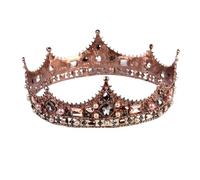Europa Vintage Barocco Corte Principessa Festa Nuziale Tiara Uomo Re Corona Cristallo Perla Rotonda Metallo Matrimonio Unisex Corona Delicato Confortevole(C5)
