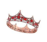 Europa Vintage Barocco Corte Principessa Festa Nuziale Tiara Uomo Re Corona Cristallo Perla Rotonda Metallo Matrimonio Unisex Corona Delicato Confortevole(C3)