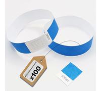 europaband Tyvek - 100 braccialetti per l'identificazione di eventi e feste, antistrappo e impermeabile, colore: blu