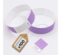 europaband Tyvek - 100 braccialetti per l'identificazione di eventi e feste, antistrappo e impermeabile, colore: viola