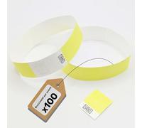 europaband Tyvek - 100 braccialetti per l'identificazione di eventi e feste, antistrappo e impermeabile, colore: giallo fluo, confezione da 100