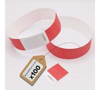 europaband Tyvek - Braccialetti per eventi e feste, antistrappo e impermeabile, confezione da 100 pezzi, colore rosso