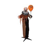EUROPALMS Figura di Halloween Clown con palloncino, animato, 166 cm, personaggio animato con effetto luce e suono (funzionamento a batteria e USB)