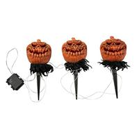 EUROPALMS Zucche di Halloween con picchetto, set da 3, 39 cm, set di luci per giardino