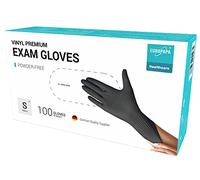 EUROPAPA® 100 Guanti In Vinile Usa E Getta, Guanti Usa E Getta, Senza Lattice, In Vinile, Taglie S, M, L & XL (Nero Premium, S)