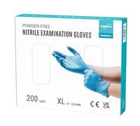 EUROPAPA® 200 guanti usa e getta in nitrile senza polvere EN455 EN374, guanti monouso senza lattice, taglie S, M, L & XL disponibili (XL, Blu)