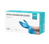EUROPAPA® 200 guanti usa e getta in nitrile senza polvere EN455 EN374, guanti monouso senza lattice, taglie S, M, L & XL disponibili (L, Blu)