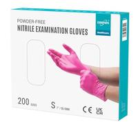 EUROPAPA® 200 guanti usa e getta in nitrile senza polvere EN455 EN374, guanti monouso senza lattice, taglie S, M, L & XL disponibili (S, Rosso rose)