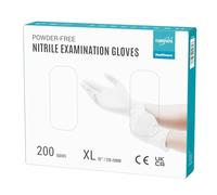 EUROPAPA® 200 guanti usa e getta in nitrile senza polvere EN455 EN374, guanti monouso senza lattice, taglie S, M, L & XL disponibili (XL, Bianco)