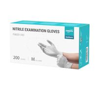 EUROPAPA® 200 guanti usa e getta in nitrile senza polvere EN455 EN374, guanti monouso senza lattice, taglie S, M, L & XL disponibili (M, Bianco)