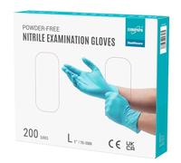 EUROPAPA® 200 guanti usa e getta in nitrile senza polvere EN455 EN374, guanti monouso senza lattice, taglie S, M, L & XL disponibili (L, Azzurro)