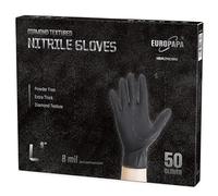 EUROPAPA 50 guanti in nitrile extra spessi Diamond Grip Perfect Grip Guanti usa e getta, senza polvere (8 mil, L, nero)